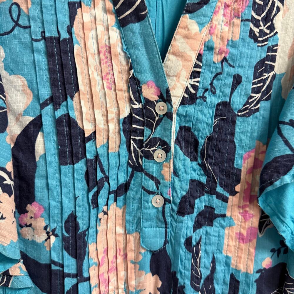 Anthropologie Maeve The Cassandra Maxi Dress Botanical Motif Blue Pink Large - Picture 6 of 9